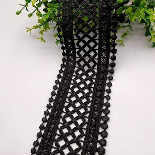 1 Yard Vintage Spitzenband Spitzenborte Zierborte Dekoband Borten BäNder Spitzenbesatz HäKelband Lace Trim Borte Baumwolle Stickborte Saumspitze für DIY-Nähen, Hochzeitsdeko, Heimdeko (Schwarz) von JekyTMP