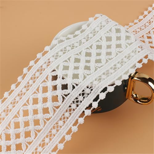 1 Yard Vintage Spitzenband Spitzenborte Zierborte Dekoband Borten BäNder Spitzenbesatz HäKelband Lace Trim Borte Baumwolle Stickborte Saumspitze für DIY-Nähen, Hochzeitsdeko, Heimdeko (Weiß) von JekyTMP