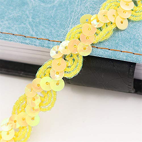 10 Meters Länge 1,5 cm Breite Glitzer Farbiges Paillettenband Borten Rolle, Paillettenbesatz Applikation Paillettenborte Hologramm Metallic Pailletten Aus Stoff Glänzende Paillettenbänder,I-Gelb 10 Meters Länge 1,5 cm Breite Glitzer Farbiges Paillettenband Borten Rolle, Paillettenbesatz Applikation Paillettenborte Hologramm Metallic Pailletten Aus Stoff Glänzende Paillettenbänder,I-Gelb von JekyTMP