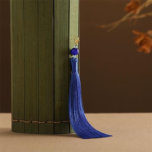 10 Pieces 12 cm Lange Quasten Anhänger, Seidige Fransen Lesezeichen Baumwolle Quasten Tassels Anhänger mit Seile Schlaufe Bastelquasten Bunt Quasten Charme Weich Troddel AnhäNger für DIY (Königsblau) von JekyTMP