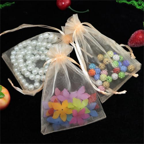 10 Stück 20x30cm Organzasäckchen OrganzaBeutel Geschenktüten Gross Organza Säckchen Befüllen Trauben Schutzbeutel mit Zugband Tunnelzug Säckchen Groß für Schmuck Geschenke Süßigkeiten Hochzeit (Sekt) von JekyTMP
