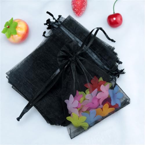 10 Stück 20x30cm Organzasäckchen OrganzaBeutel Geschenktüten Gross Organza Säckchen Trauben Schutzbeutel mit Zugband Tunnelzug Säckchen Groß für Schmuck Geschenke Süßigkeiten Hochzeit (Schwarz) von JekyTMP