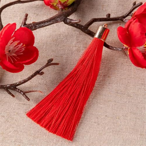 10 Stück 9cm Handgemachte Seidige Handwerk Quaste Lange Quastenanhänger Fransen Kleine Quasten Anhänger Tassels Bunte Troddel Anhänger für Schmuckherstellung Souvenir Lesezeichen DIY Zubehör (Rot) 10 Stück 9cm Handgemachte Seidige Handwerk Quaste Lange Quastenanhänger Fransen Kleine Quasten Anhänger Tassels Bunte Troddel Anhänger für Schmuckherstellung Souvenir Lesezeichen DIY Zubehör (Rot) von JekyTMP