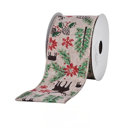 10 Yard Weihnachtsbänder - 63 mm Breite Satinband für Geschenkverpackung Geschenkband Schleifenband Dekoband Stoffband für Geschenkverpackung DIY Luftballons Weihnachten (Q) von JekyTMP