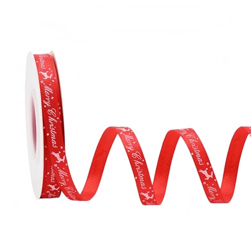 100 Yard Weihnachtsbänder - 10 mm Breite Satinband für Geschenkverpackung Polyesterband Dekoband Geschenkband Schleifenband Stoffband für Geschenkverpackung DIY Luftballons Weihnachten (E) von JekyTMP