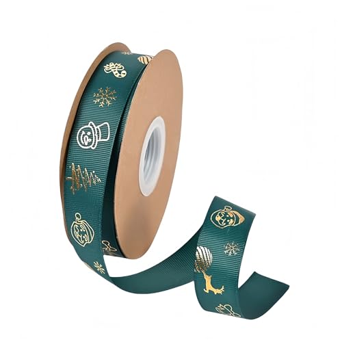 100 Yard Weihnachtsbänder - 25 mm Breite Satinband für Geschenkverpackung Polyesterband Dekoband Schleifenband Geschenkband Stoffband für Geschenkverpackung DIY Luftballons Weihnachten (I) von JekyTMP