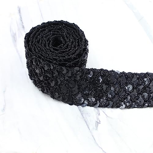 11 Yards Länge 3,5 cm Breite Metallic Stretch Pailletten Besatz Bling Ribbon Elastic Flache Glitter Paillettenband Stoff Paillettenborte mit Hologramm Glänzende Paillettenbänder zum Nähen,Schwarz 11 Yards Länge 3,5 cm Breite Metallic Stretch Pailletten Besatz Bling Ribbon Elastic Flache Glitter Paillettenband Stoff Paillettenborte mit Hologramm Glänzende Paillettenbänder zum Nähen,Schwarz von JekyTMP