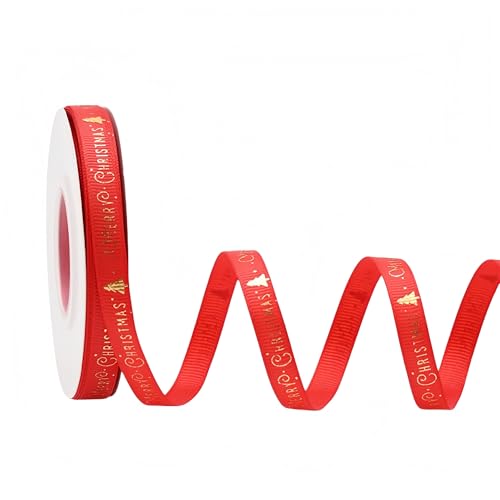 125 Yard Weihnachtsbänder - 10 mm Breite Satinband für Geschenkverpackung Polyesterband Dekoband Geschenkband Schleifenband Stoffband für Geschenkverpackung DIY Luftballons Weihnachten (B) von JekyTMP