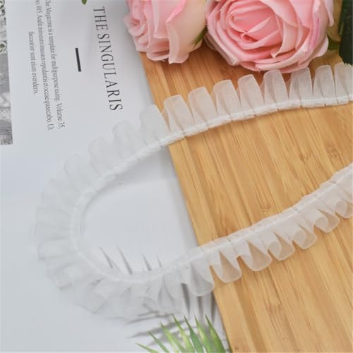 14 Meters 25 mm Dekorative Spitzenband, Spitzenborte, Zierborte, Dekoband, Borten BäNder, Spitzenbesatz, Spitzenstoff, Geschenkband, HäKelband, Lace Ribbon, Bortenband zum Nähen,DIY (Schneeweiß) von JekyTMP