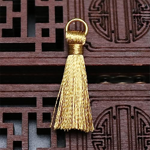 15 Pieces 3 cm Mini Quastenanhänger, Seidige Mini Fransen Bunte Tassels Weich Troddel Quasten Anhänger Lesezeichen Quaste Bastelquasten für Schlüsselbund, Geschenkanhänger, Schmuckherstellung(Gold) 15 Pieces 3 cm Mini Quastenanhänger, Seidige Mini Fransen Bunte Tassels Weich Troddel Quasten Anhänger Lesezeichen Quaste Bastelquasten für Schlüsselbund, Geschenkanhänger, Schmuckherstellung(Gold) von JekyTMP