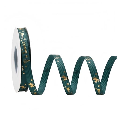 150 Yard Weihnachtsbänder - 10 mm Breite Satinband für Geschenkverpackung Polyesterband Dekoband Geschenkband Schleifenband Stoffband für Geschenkverpackung DIY Luftballons Weihnachten (A) von JekyTMP