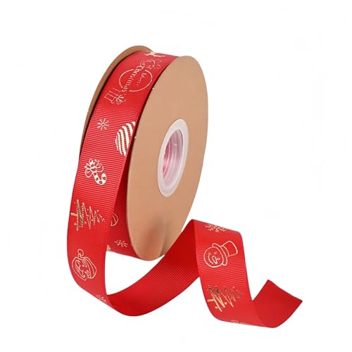 150 Yard Weihnachtsbänder - 25 mm Breite Satinband für Geschenkverpackung Polyesterband Dekoband Schleifenband Geschenkband Stoffband für Geschenkverpackung DIY Luftballons Weihnachten (H) von JekyTMP