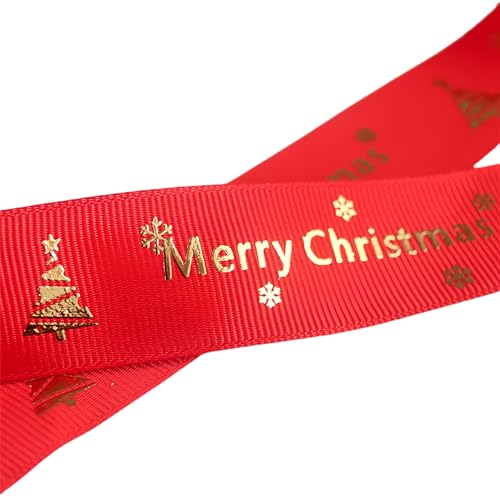 176 Meter Weihnachtsbänder - 25 mm Breite Satinband für Geschenkverpackung Polyesterband Geschenkband Dekoband Schleifenband Stoffband für Geschenkverpackung DIY Luftballons Weihnachten (E) von JekyTMP