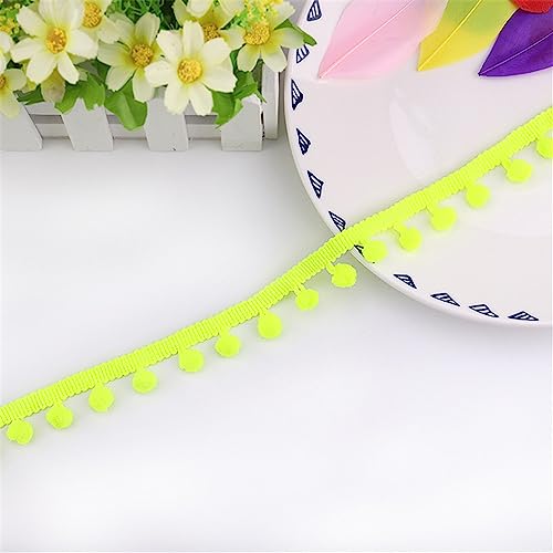 18 Yards 2 cm Bunt Bommelborte Pomponborte Fransenborte Pomponband Bommelband Pompom Fransenbesatz Pom Poms Quaste Borte Fringe Band Pom Pom Fransen Spitzenband Quaste Trim Band(Fluorescent Yellow) von JekyTMP