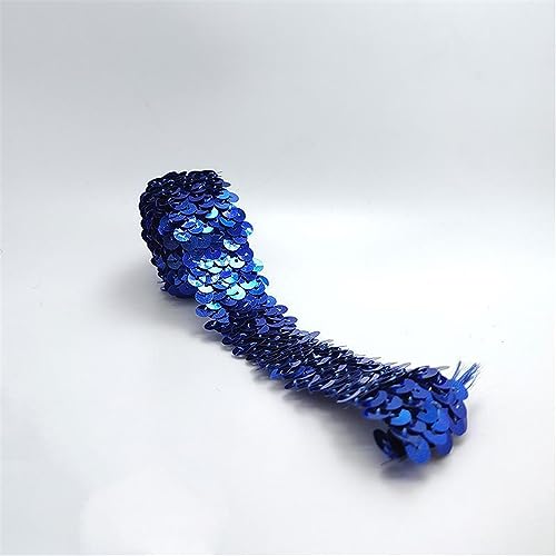 2 Meters 2,5 cm Stretch Paillettenbesatz, Elastisches Paillettenband, Metallic Pailletten Besatz, Trim Spitzenband, Paillettenborte, Paillettenbänder, Pailletten Bänder, zum Nähen (Königsblau) von JekyTMP