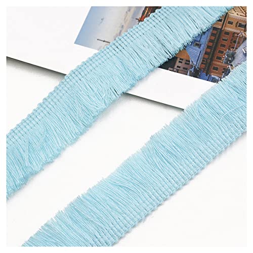 2 Meters 25mm Baumwolle Fransenbesatz FransenbordüRe Fransenborte Band Fringe Fransenband Quasten Trim MöBelfransen Spitzenband HäKelband Spitzenborte für Kleidung Vorhang Wohnaccessoires,Hellblau von JekyTMP