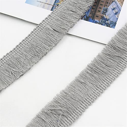2 Meters 25mm Baumwolle Fransenbesatz FransenbordüRe Fransenborte Band Fringe Fransenband Quasten Trim MöBelfransen Spitzenband HäKelband Spitzenborte für Kleidung Vorhang Wohnaccessoires,Grau von JekyTMP