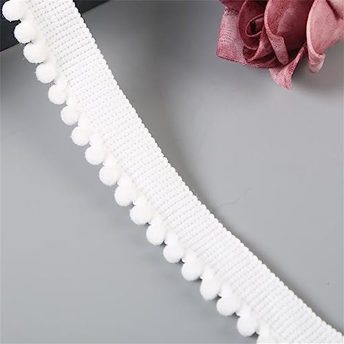 2 Yard 2 cm Pomponband Pomponborte Bommelborte Fransenborte Pompom Fransenbesatz Pom Poms Quaste Borte Fringe Band Pom Pom Fransen Bommelband Bommel Fringe Spitzenband Quaste Band Zum NäHen(White) von JekyTMP