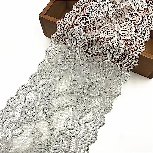 2 Yards 15 cm Breite Vintage Spitzenband, Spitzenbordüre Spitzenborte Zierband Dekoband Spitzenstoff Spitzenbesatz HäKelband Lace Textilborte WäSchespitze Spitzen zum Nähen, DIY Basteln(Hellgrau) von JekyTMP