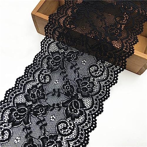2 Yards 15 cm Breite Vintage Spitzenband, Spitzenbordüre Spitzenborte Zierband Dekoband Spitzenstoff Spitzenbesatz HäKelband Lace Textilborte WäSchespitze Spitzen zum Nähen, DIY Basteln(Schwarz) von JekyTMP