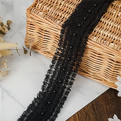 2 Yards 6 CM Gerüschte Tüllstickerei-Spitzenborte, Spitzenband Zierband Spitzenstoff ZiehrüSchenband Geschenkband HäKelborte Lace Roll NäHborte Perlenband RüSchenband Spitzenlitze Dekoband,Schwarz 2 Yards 6 CM Gerüschte Tüllstickerei-Spitzenborte, Spitzenband Zierband Spitzenstoff ZiehrüSchenband Geschenkband HäKelborte Lace Roll NäHborte Perlenband RüSchenband Spitzenlitze Dekoband,Schwarz von JekyTMP