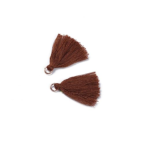 20 Pieces 3 cm Mini Bunte Quasten Anhänger Baumwolle Fransen Lesezeichen Troddel AnhäNger Lesezeichen Quasten Handgefertigte Quasten Basteln Quaste Mini Tassels Anhänger für DIY Handwerk(Braun) von JekyTMP