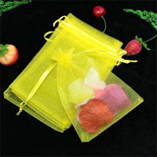 20 Stück 20x30cm Organzasäckchen OrganzaBeutel Geschenktüten Gross Organza Säckchen Befüllen Trauben Schutzbeutel mit Zugband Groß Tunnelzug Säckchen für Schmuck Geschenke Süßigkeiten Hochzeit (Gelb) von JekyTMP