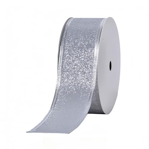 20 Yard Geschenkband - 38 mm Geburtstags-bastelband Schleife, Dekoband, Satinband, Schleifenband Weihnachten Polyesterband für Einladungen Blumensträuße Geburtstagsfeiern DIY (Silber) von JekyTMP
