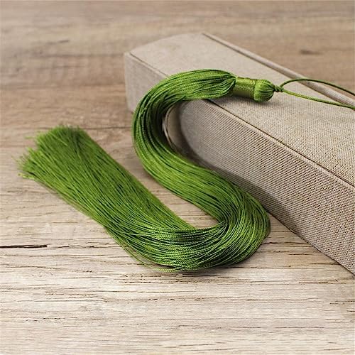 3 Pieces 30 cm Lange Quasten mit Seile Schlaufe Seidige Quastenanhänger Fransen Anhänger Lesezeichen Quaste Weich Troddel Bunt Tassels Lange Bastelquasten Handgefertigte Fransen für DIY(Armeegrün) von JekyTMP