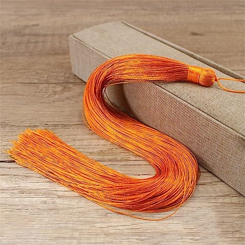 3 Pieces 30 cm Lange Quasten mit Seile Schlaufe Seidige Quastenanhänger Fransen Anhänger Lesezeichen Quaste Weich Troddel Bunt Tassels Lange Bastelquasten Handgefertigte Fransen für DIY(Orange) von JekyTMP