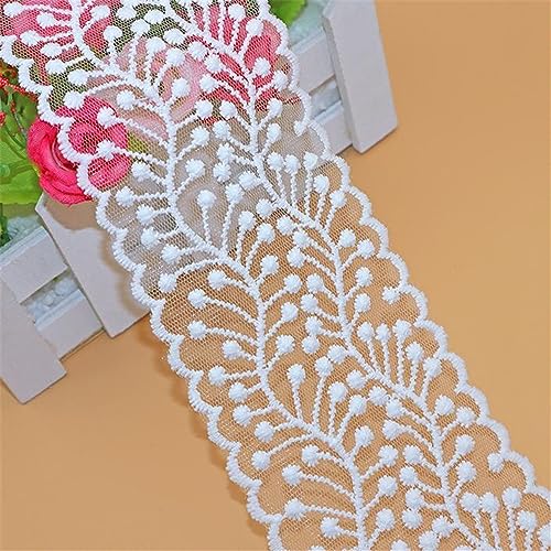 3 Yards 7 cm Stickerei Weiße Spitze-Borten Dekoband Spitzenborte Spitzenband Zierborte SpitzenbordüRe Spitzenstoff Saumspitze HäKelband Lace Ribbon Stickborte Borten Und BäNder Zum NäHen (Weiss) von JekyTMP