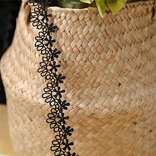 3 Yards Spitzenband Vintage, Zierband, Spitzenborte, Stoffband, Spitzenband Schmal, Spitzenband Nähen, Klöppelspitze Meterware, Deko Spitze, Stofspitze, Stil E Schwarz [Breite 2.6 cm] von JekyTMP