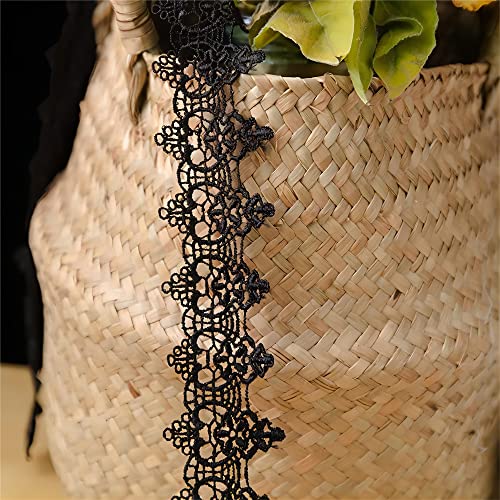 3 Yards Spitzenband Vintage, Zierband, Spitzenborte, Stoffband, Spitzenband Schmal, Spitzenband Nähen, Klöppelspitze Meterware, Deko Spitze, Stofspitze, Stil H Schwarz [Breite 4.6 cm] von JekyTMP