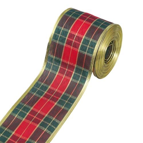 30 Yards Rot und Grün Plaid Dekoband - 63 mm Gingan Verpackung Band Rot-Grün Karoband Schleifenband kariert Geschenkband Karomuster Stoffband Polyester für Weihnachten Geburtstag Blumen von JekyTMP