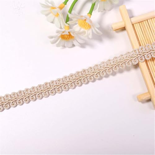 4 Meters 12 mm Polyester Spitzenband, Spitzenborte, Zierborte, Dekoband, Borten BäNder, Spitzenstoff, Bortenband, Spitzenbesatz, Geschenkband, HäKelband, Lace Ribbon zum Nähen,DIY Basteln (Beige) von JekyTMP