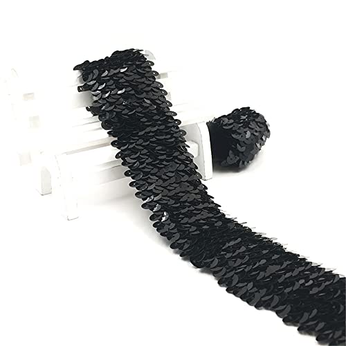 4 Meters 4,8 cm Elastisches Paillettenband 5-Reihiger Elastic Paillettenbesatz Applikation Ribbon Flache Pailletten Stoff Pailletten-Spitzenbesatz Metallic Stretch Pailletten Besatz zum Nähen,Schwarz 4 Meters 4,8 cm Elastisches Paillettenband 5-Reihiger Elastic Paillettenbesatz Applikation Ribbon Flache Pailletten Stoff Pailletten-Spitzenbesatz Metallic Stretch Pailletten Besatz zum Nähen,Schwarz von JekyTMP