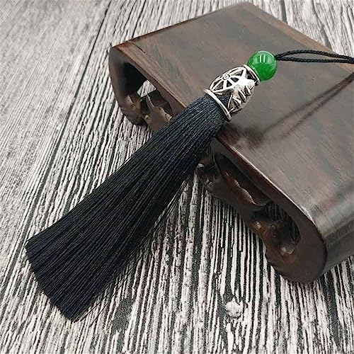 4 Pieces 9 cm Seidige Lange Fransen Anhänger Quasten Lesezeichen Quastenanhänger Weich Troddel Lesezeichen Fransen Baumwolle Quasten Basteln Bunt Tassels Handgefertigte Fransen für DIY(Schwarz) von JekyTMP