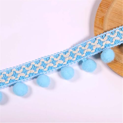 4 Yards 2,7 cm Bunt Pom Poms Quaste Borte Pomponborte Bommelborte Pomponband Fransenborte Fringe Band Pom Pom Fransen Bommelband Bommel Fringe Spitzenband Quaste Trim Band Zum NäHen (Hellblau) von JekyTMP