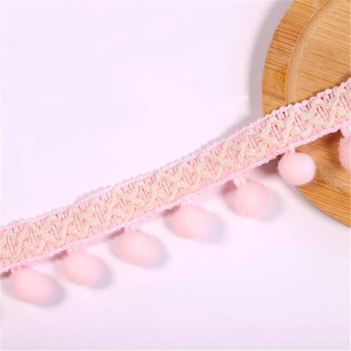 4 Yards 2,7 cm Bunt Pom Poms Quaste Borte Pomponborte Bommelborte Pomponband Fransenborte Fringe Band Pom Pom Fransen Bommelband Bommel Fringe Spitzenband Quaste Trim Band Zum NäHen (Hellrosa) von JekyTMP