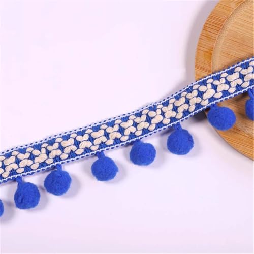 4 Yards 2,7 cm Bunt Pom Poms Quaste Borte Pomponborte Bommelborte Pomponband Fransenborte Fringe Band Pom Pom Fransen Bommelband Bommel Fringe Spitzenband Quaste Trim Band Zum NäHen (Königsblau) von JekyTMP