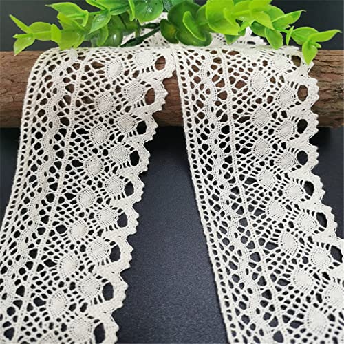 4 Yards 4,5 cm Weiße Breite Spitzenborte, Spitzenband Zierborte Dekoband SpitzenbordüRe Borten BäNder Spitzenstoff HäKelband Lace Stickborte Saumspitze WäSchespitze TextilbordüRe Kordelspitze,Creme von JekyTMP