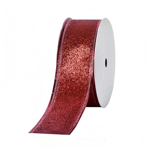 40 Yard Geschenkband - 38 mm Geburtstags-bastelband Schleife, Dekoband, Satinband, Schleifenband Weihnachten Polyesterband für Einladungen Blumensträuße Geburtstagsfeiern DIY (Rot) von JekyTMP