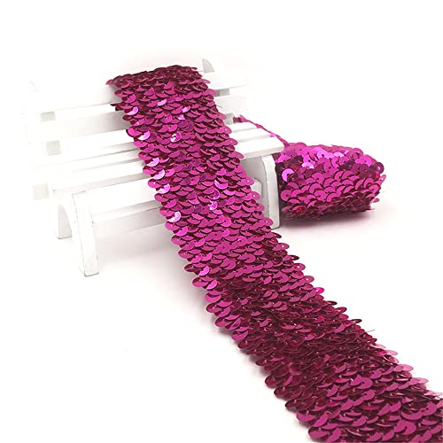 5 Meters 4,8 cm Elastisches Paillettenband 5-Reihiger Paillettenbesatz Applikation Ribbon Flache Pailletten Stoff Pailletten-Spitzenbesatz Metallic Stretch Pailletten Besatz zum Nähen,Rosenrot 5 Meters 4,8 cm Elastisches Paillettenband 5-Reihiger Paillettenbesatz Applikation Ribbon Flache Pailletten Stoff Pailletten-Spitzenbesatz Metallic Stretch Pailletten Besatz zum Nähen,Rosenrot von JekyTMP
