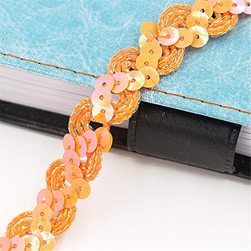 5 Meters Länge 1,5 cm Breite Glitzer Farbiges Paillettenband Borten Rolle, Paillettenbesatz Applikation Paillettenborte Hologramm Metallic Pailletten Aus Stoff Glänzende Paillettenbänder,B-Orange 5 Meters Länge 1,5 cm Breite Glitzer Farbiges Paillettenband Borten Rolle, Paillettenbesatz Applikation Paillettenborte Hologramm Metallic Pailletten Aus Stoff Glänzende Paillettenbänder,B-Orange von JekyTMP