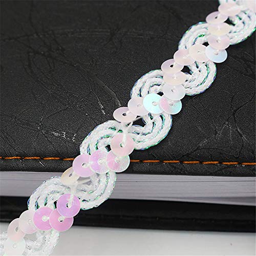 5 Meters Länge 1,5 cm Breite Glitzer Farbiges Paillettenband Borten Rolle Paillettenbesatz Applikation Paillettenborte Hologramm Metallic Pailletten Besatz Aus Stoff Glänzende Paillettenbänder,M-Weiß 5 Meters Länge 1,5 cm Breite Glitzer Farbiges Paillettenband Borten Rolle Paillettenbesatz Applikation Paillettenborte Hologramm Metallic Pailletten Besatz Aus Stoff Glänzende Paillettenbänder,M-Weiß von JekyTMP