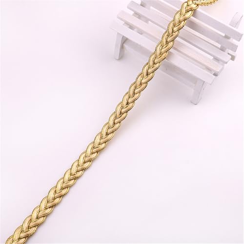 5 Yards 11 mm Polyester Spitzenband, Spitzenborte, Zierborte, Dekoband, Borten BäNder, Spitzenstoff, Bortenband, Geschenkband, Lace Ribbon, Spitzenbesatz, HäKelband zum Nähen,DIY (Gold + Beige) von JekyTMP