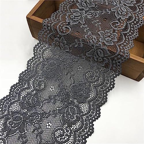 5 Yards 15 cm Breite Vintage Spitzenband, Spitzenbordüre Spitzenborte Zierband Dekoband Spitzenstoff Spitzenbesatz HäKelband Lace Textilborte WäSchespitze Spitzen zum Nähen, DIY Basteln(Dunkelgrau) von JekyTMP
