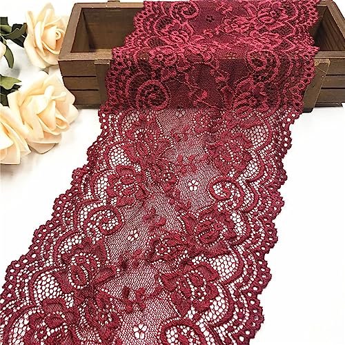 5 Yards 15 cm Breite Vintage Spitzenband, Spitzenbordüre Spitzenborte Zierband Dekoband Spitzenstoff Spitzenbesatz HäKelband Lace Textilborte WäSchespitze Spitzen zum Nähen, DIY Basteln(Rotwein) von JekyTMP