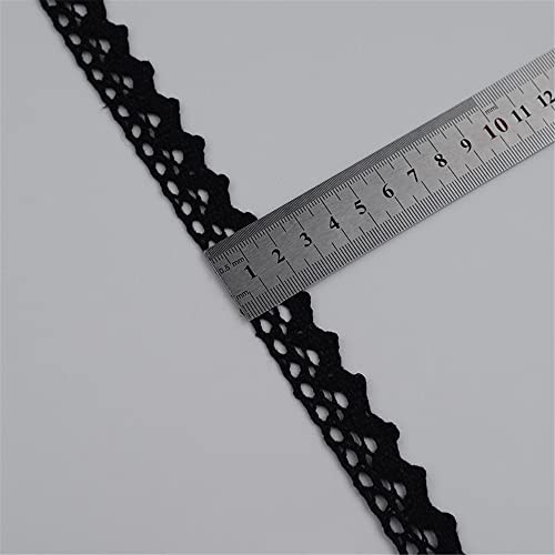 5 Yards 2 cm Baumwolle HäKelspitze, Spitzenborte Spitze Meterware Dekoband Lace StoffbordüRe NäHborte Spitzenstoff Zierband BäNder Stickborte TextilbordüRe Spitzenbesatz Spitzenkordel,Schwarz D von JekyTMP