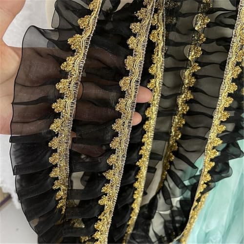5 Yards 5 CM Schwarze Chiffon-Borte mit Goldfadenverzierung und Faltenmuster, Spitzenband Spitzenborte Zierborte ZiehrüSchenband RüSchenstoff HäKelspitze Saumspitze RüSchenband Festonspitze NäHborte 5 Yards 5 CM Schwarze Chiffon-Borte mit Goldfadenverzierung und Faltenmuster, Spitzenband Spitzenborte Zierborte ZiehrüSchenband RüSchenstoff HäKelspitze Saumspitze RüSchenband Festonspitze NäHborte von JekyTMP